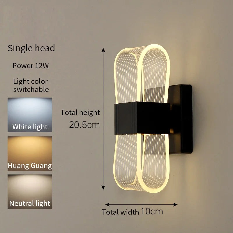 applique murale moderne en acrylique pour décoration intérieure à led