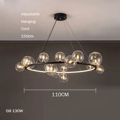 suspension lustre design bulle en verre créatif moderne