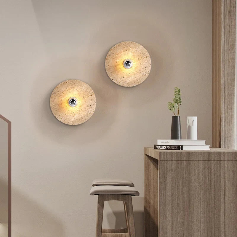 applique murale rétro en pierre naturelle design scandinave à led