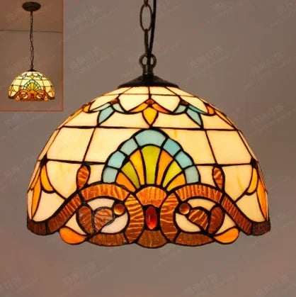 suspension tiffany en verre fait main style nordique paon