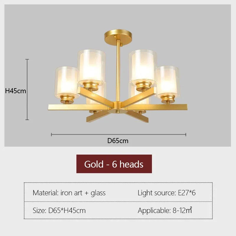 lustre moderne en verre avec éclairage led design luxe