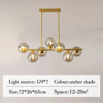 lustre suspendu en cuivre avec boule de verre pour décoration intérieure