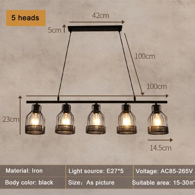 lustre loft rétro style industriel 3 4 5 têtes suspension