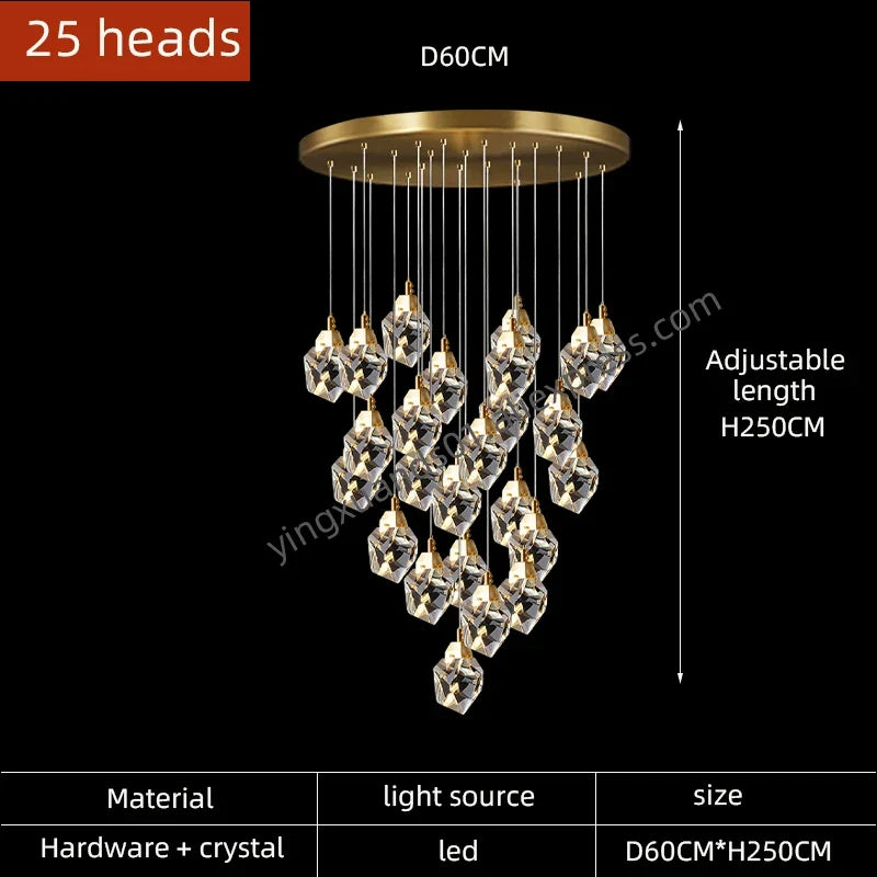 lustre en cristal suspendu pour un éclairage élégant et moderne