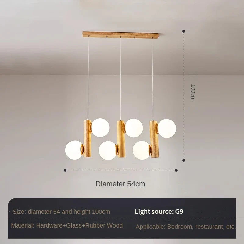 suspension moderne en bois et verre pour restaurant
