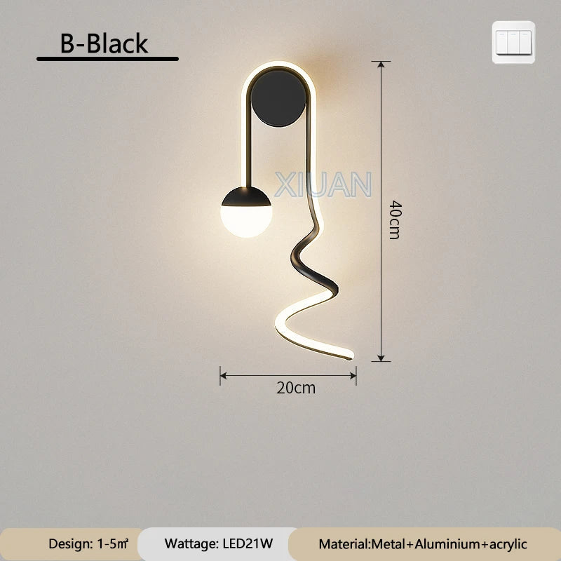 applique murale led en spirale moderne en aluminium