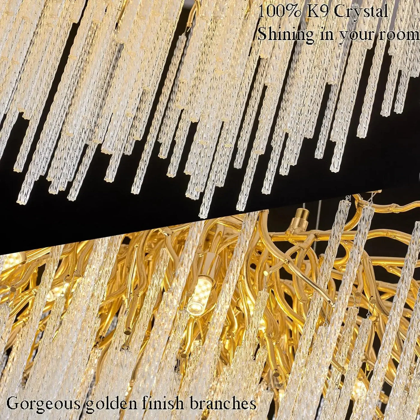 lustre suspendu en cristal doré design moderne pour intérieur élégant