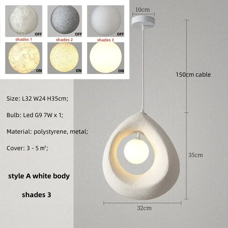 Nordique salle à manger suspension Led lumières Wabi Sabi Led suspension lampe chambre minimalisme suspension lampe décor à la maison éclairage intérieur lampe