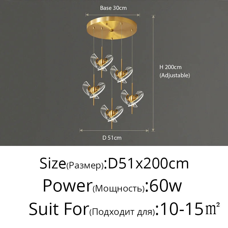 lustre moderne en cuivre pour décoration créative intérieur élégant