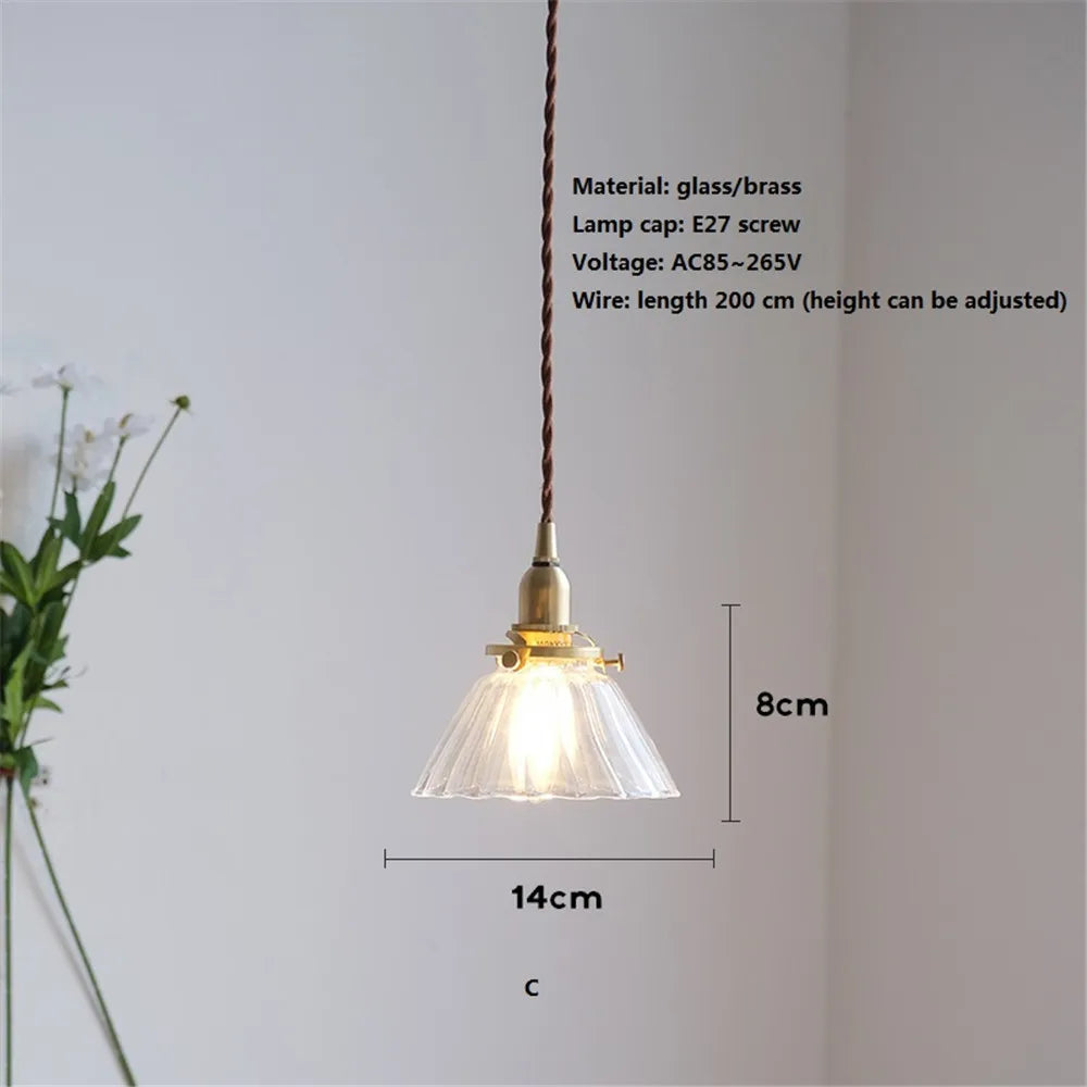 suspension en verre style américain luminaire rétro en laiton
