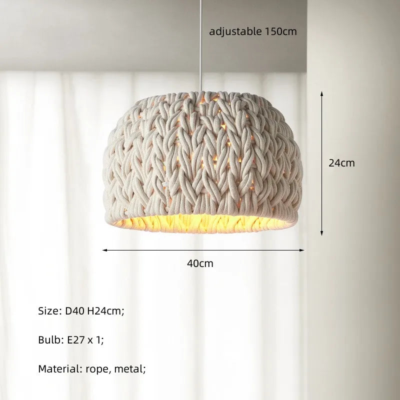 lustre nordique wabi sabi tricoté corde minimalisme led