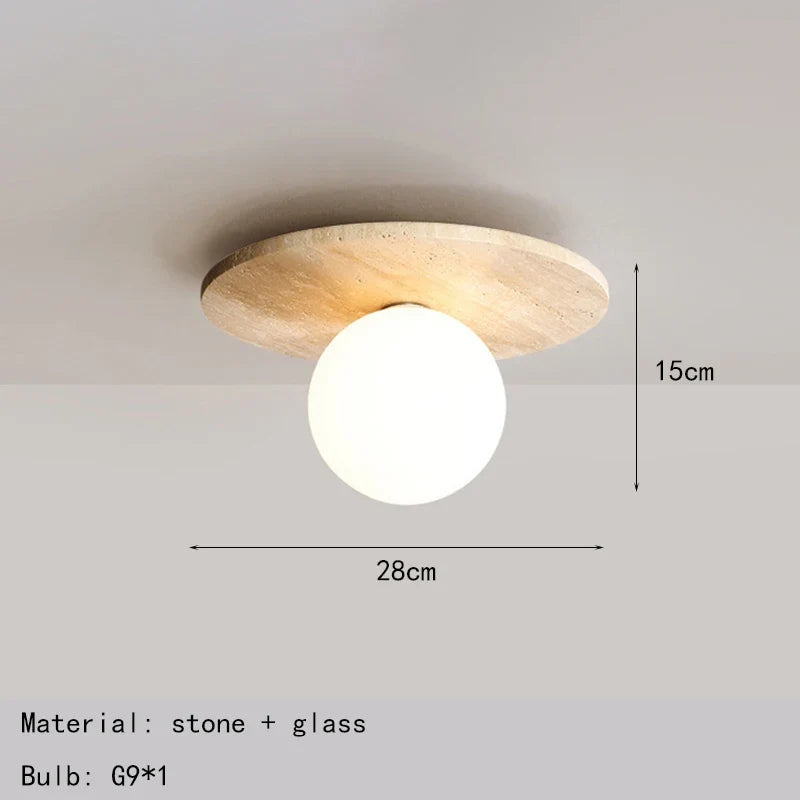 plafonnier rond simple en marbre avec ampoule en verre pour restaurant