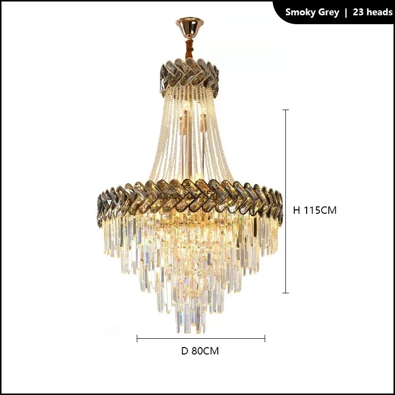 lustre led en cristal design moderne pour villa duplex