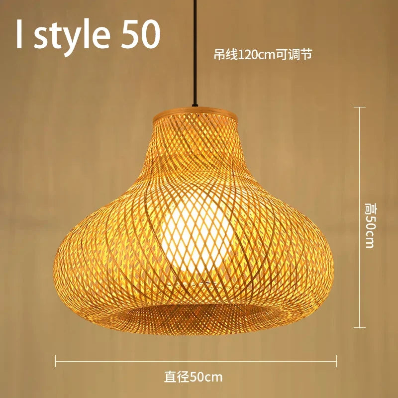 lustre style chinois fait main en bambou tissage pastoral vintage