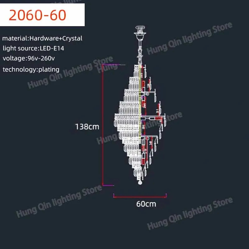 lustre moderne personnalisé en cristal pour éclairage élégant