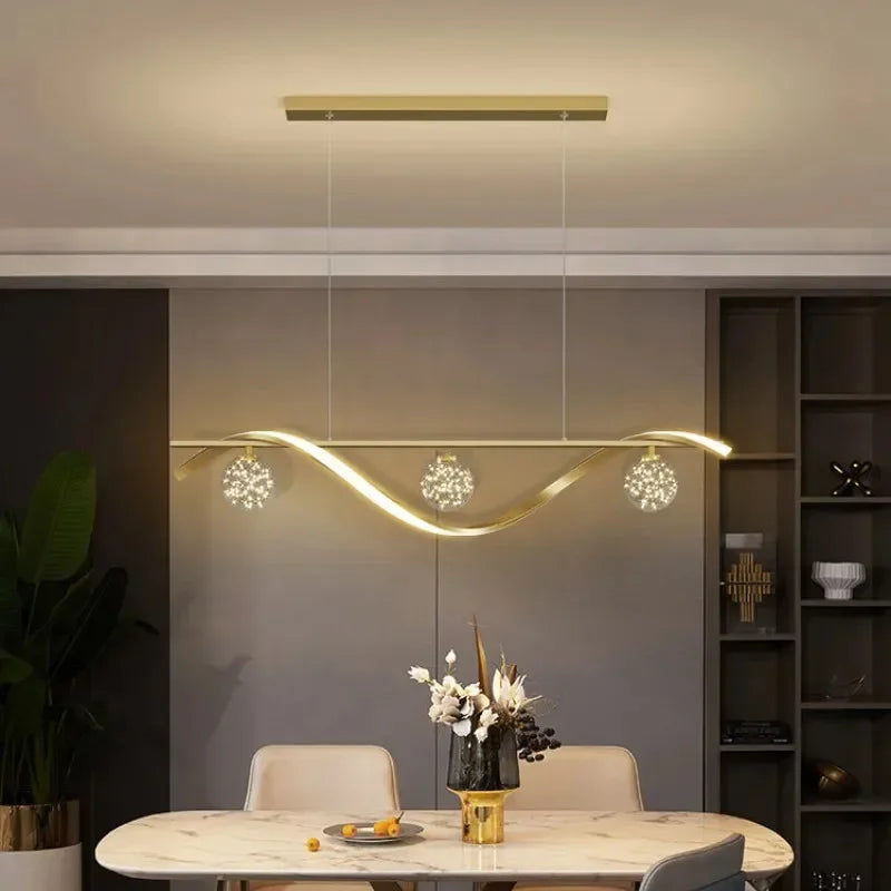lustre led moderne minimaliste en verre pour restaurant