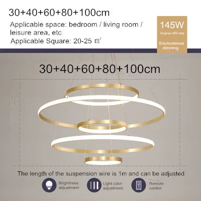 lustre moderne style nordique avec télécommande et anneau lumineux