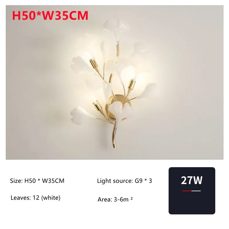 Living Room Ceiling Lamp Post-modern Designer Gingko Leaf Restaurant Bedroom Ceiling Lights Hotel Art LED Decor Lighting Fixture