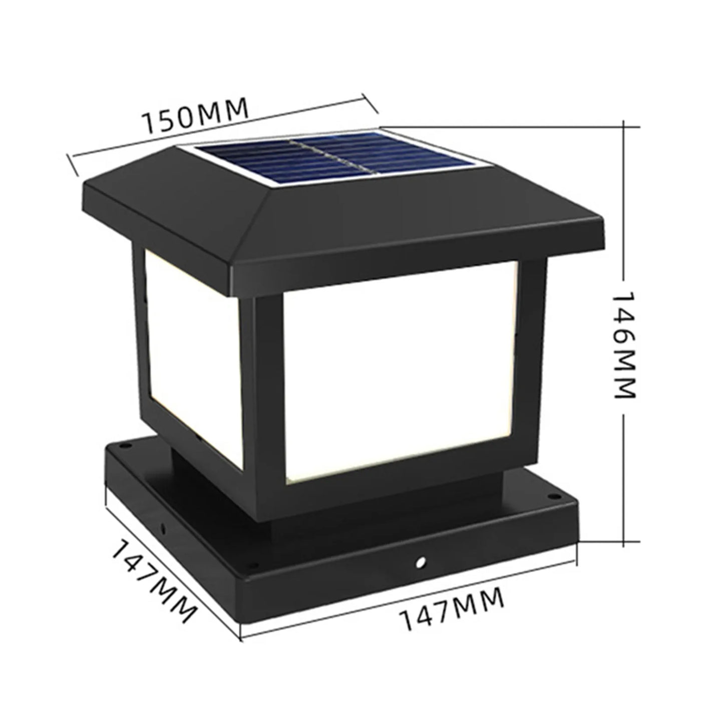 LED à alimentation solaire lumière de clôture carrée blanc chaud lampe éclairage extérieur pilier étanche IP65 lampe solaire extérieure pour jardin