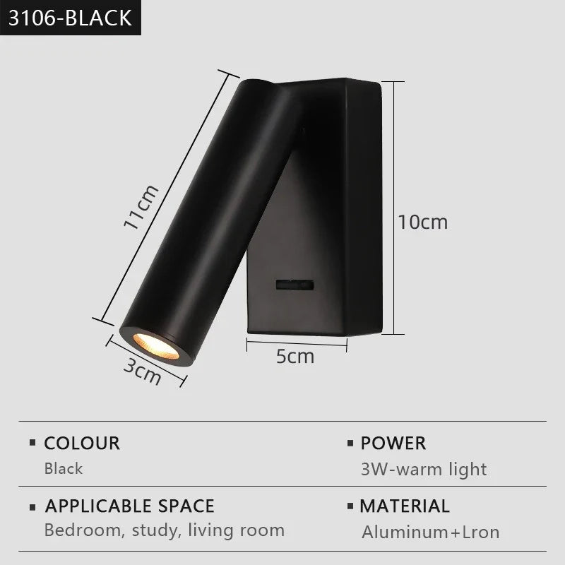 Applique murale led moderne réglable rotative pour lecture