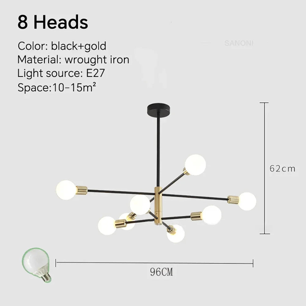 suspension nordique créative à lampes rotatives pour décoration intérieure