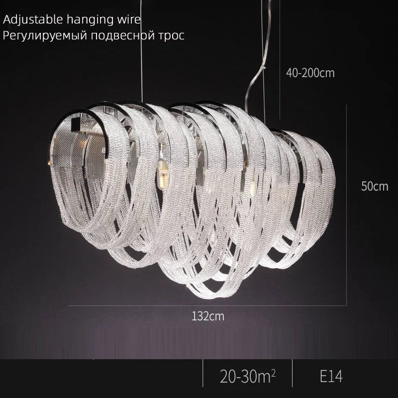 lustre nordique moderne en cristal avec led et glands