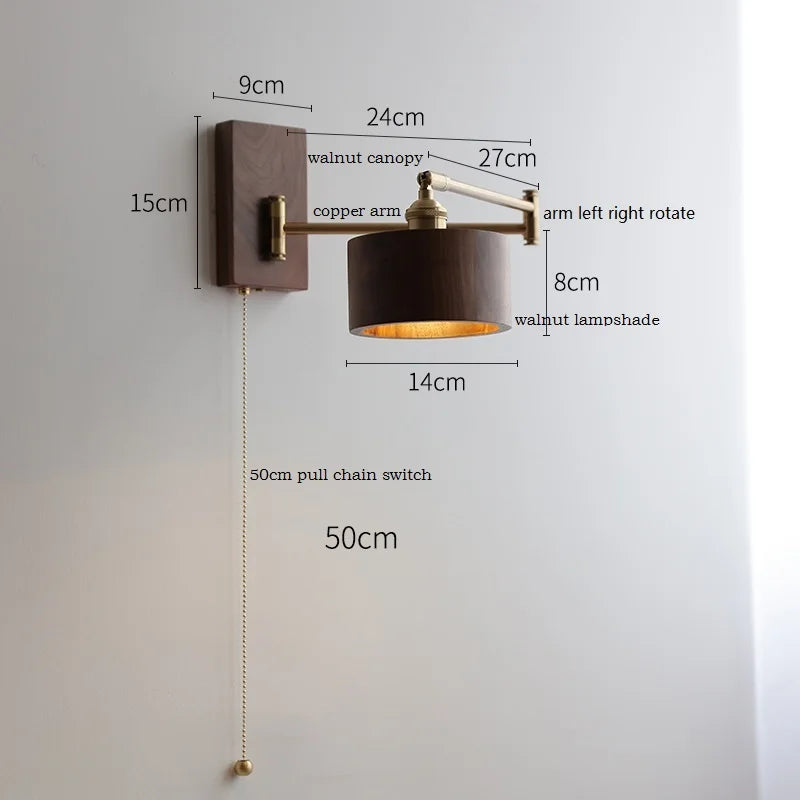 Applique murale LED en bois de frêne et de noyer