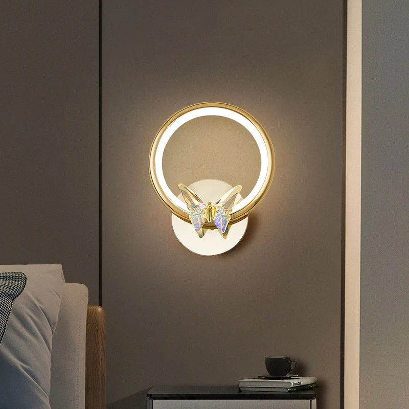 applique murale led papillon en cristal montage en surface