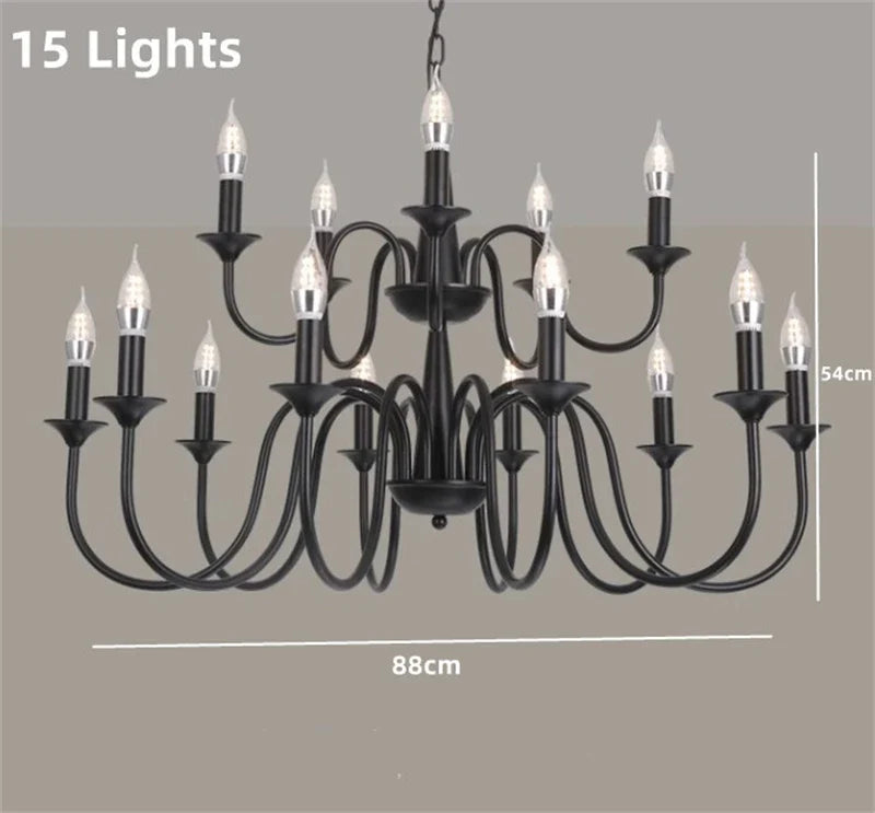 lustre rustique classique en fer pour décoration intérieure