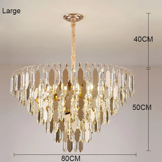 lustre moderne en cristal doré à led design élégant pour intérieur