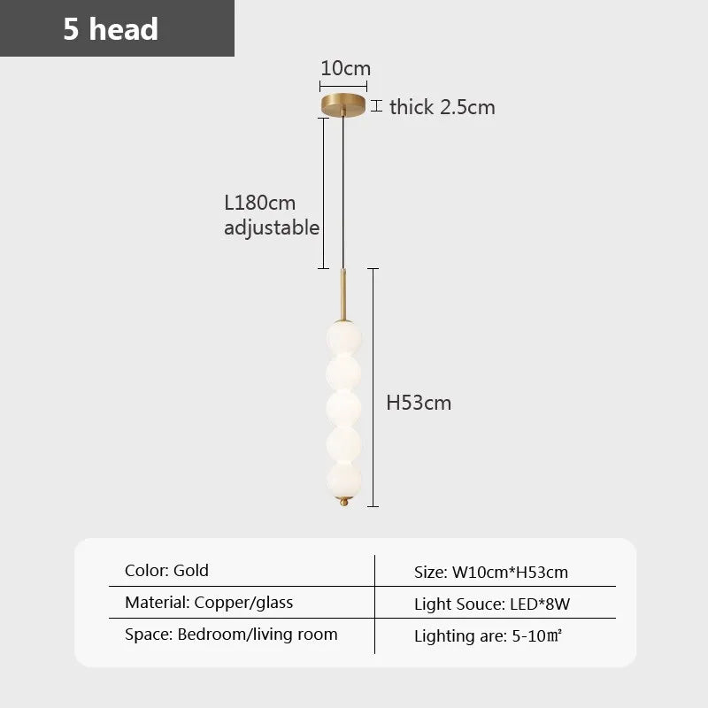 Suspension en verre nordique LED cuivre vent gourde 3-8 tête chevet suspendu décor lampe pour étude chambre salon éclairage