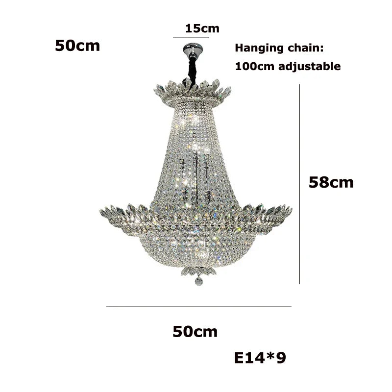 lustre led k9 cristal palace à intensité variable pour un éclairage élégant
