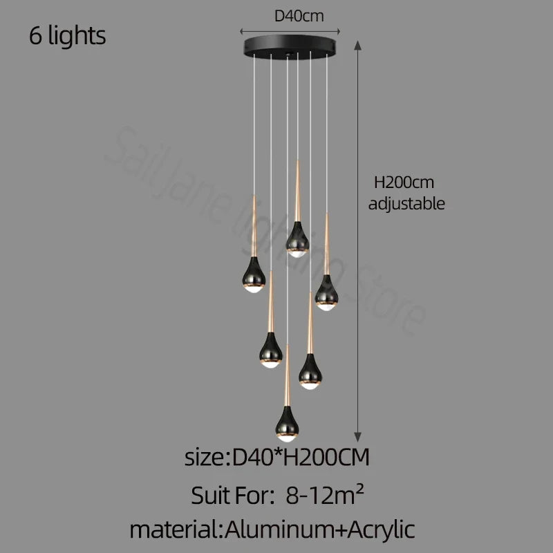 lustre long nordique moderne creux idéal pour loft hôtel appartement