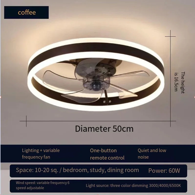 110V~265V APP and Remote Control Dual Intelligent Control  DC 6 speed Regulation Frequency Conversion Ceiling Fan Light