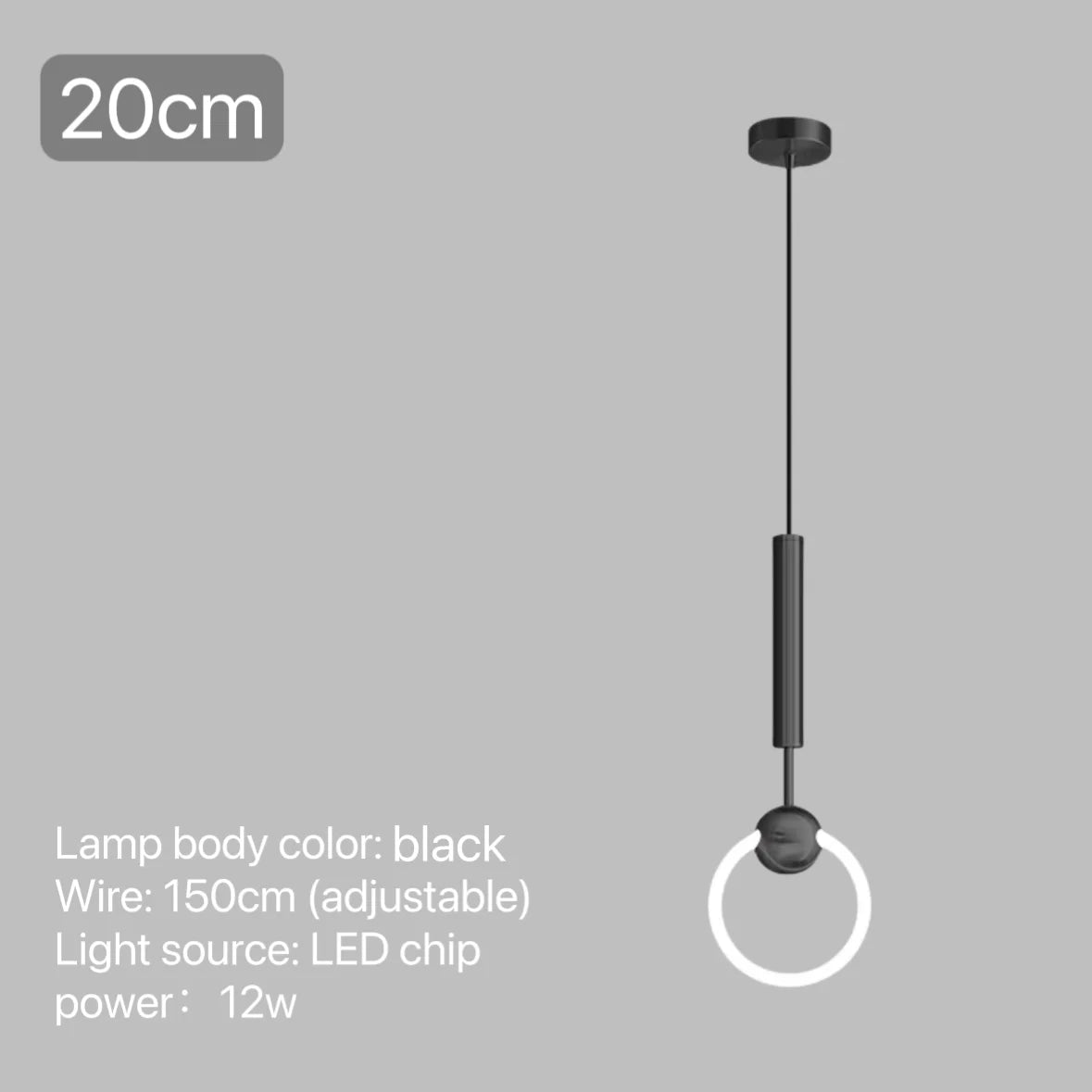 suspension LED en anneau design nordique moderne
