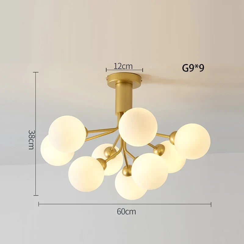 lustre nordique en verre moléculaire pour décoration intérieure