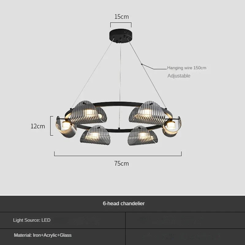suspension créative en verre et fer pour décoration intérieure