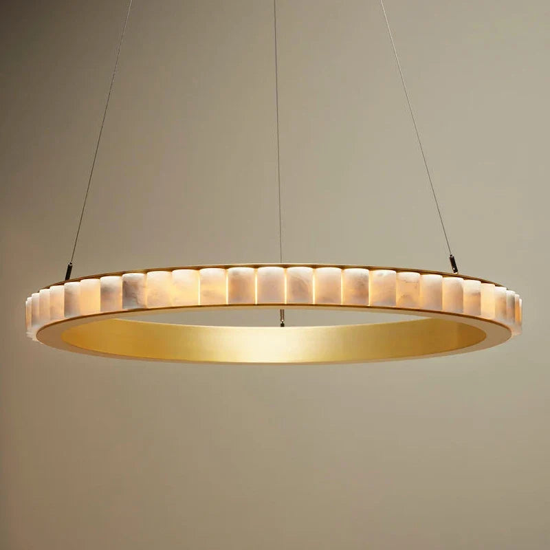 Lustre design anneaux LED postmoderne marbre or noir rond design pour salle à manger