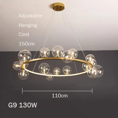 suspension lustre design bulle en verre créatif moderne