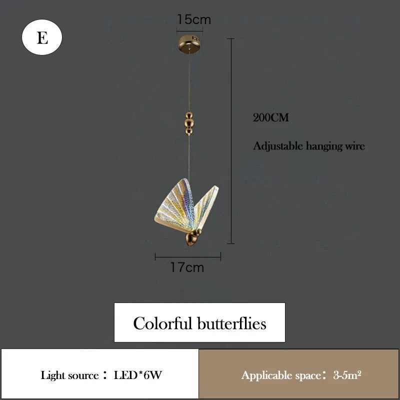 lustre papillon lumineux pour chambre d'enfants créative