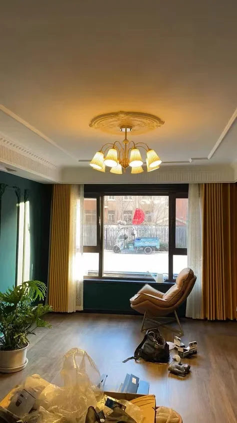 lustre rétro français en céramique et cuivre style américain design