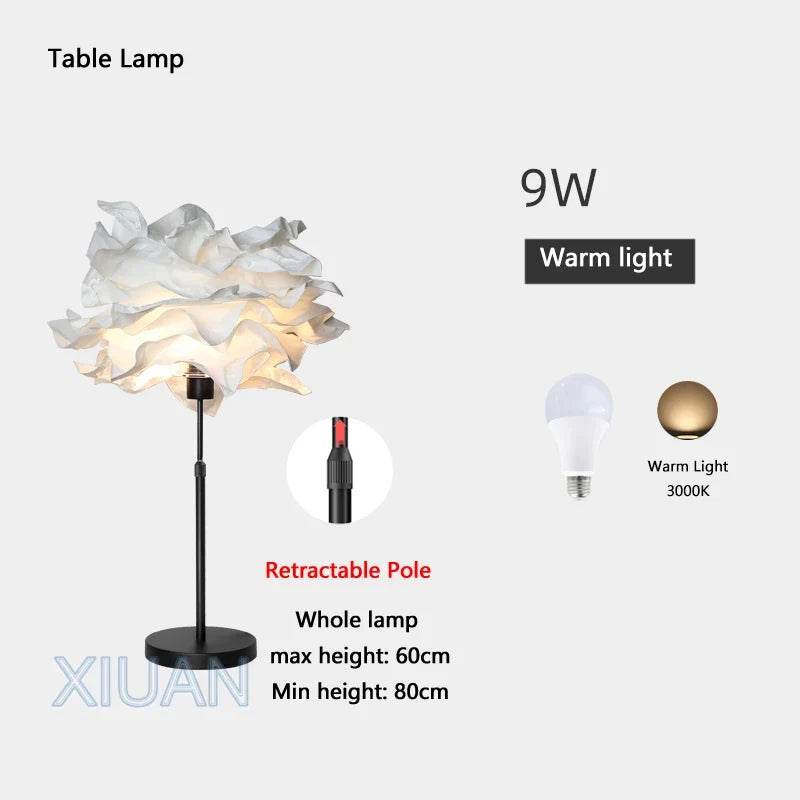 lampadaire créatif en papier avec poteau rétractable pour hôtel