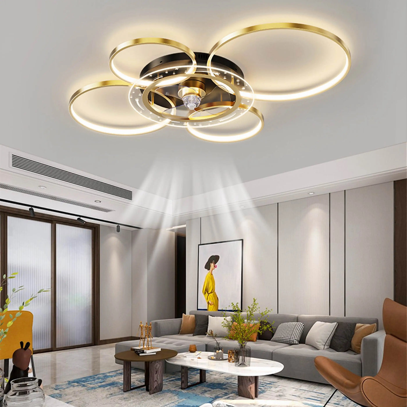 Plafonnier design avec des cercles à LED
