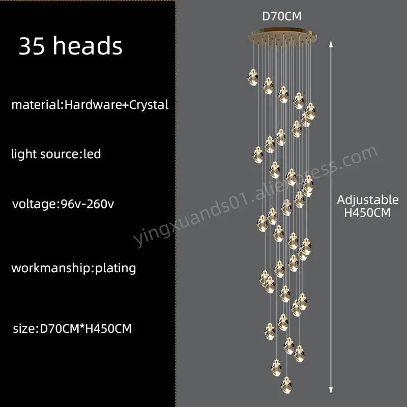lustre en cristal nordique style loft pour intérieur moderne