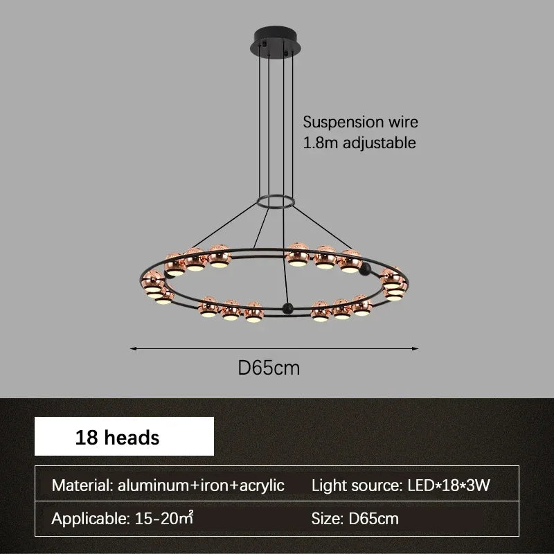 lustre led moderne en forme de haricot pour salon luxueux