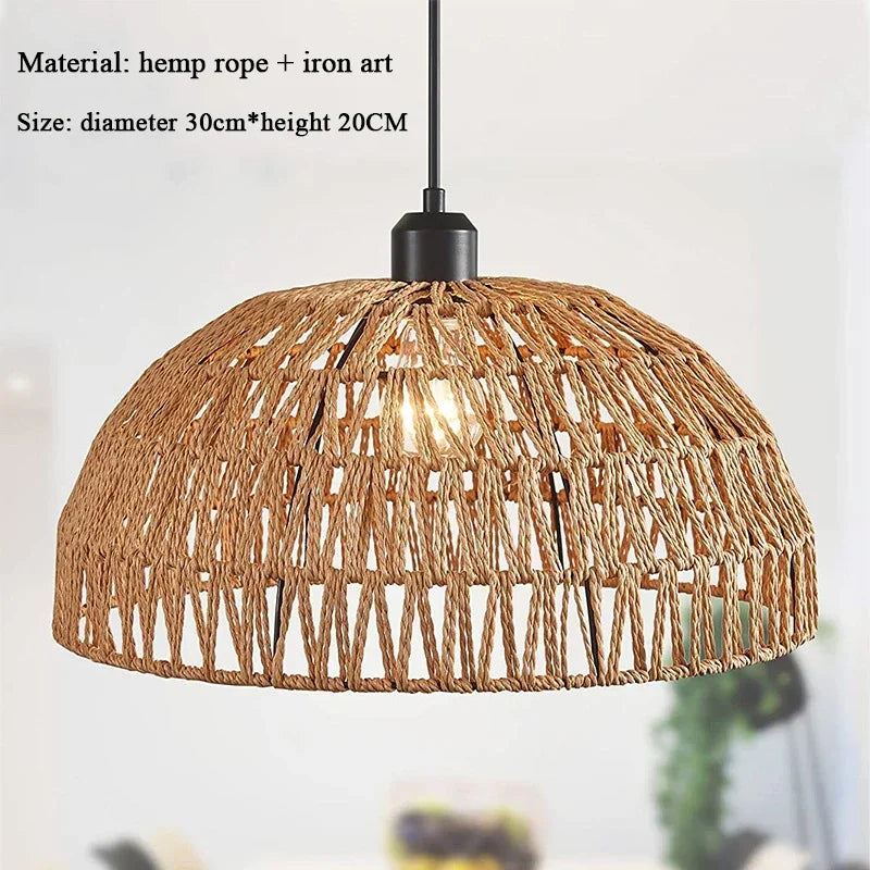 Lustre en corde de chanvre de style japonais