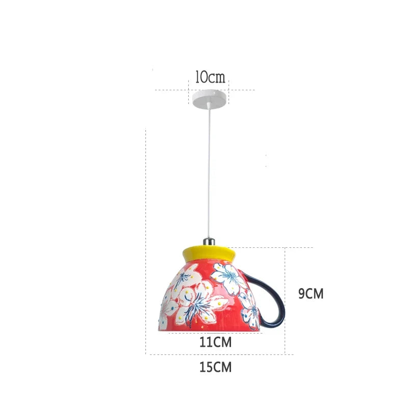 suspension en céramique design art thé éclairage led g4