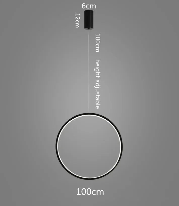 Suspension LED minimalistes lumière anneau rond cercle lustre maison pour salon éclairage intérieur lustre noir luminaires