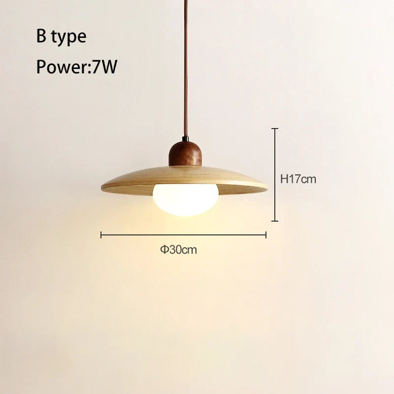 Suspension de style japonais rétro en bois led