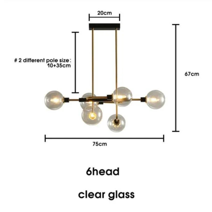 lustre moderne en verre design avec bulles LED décoratif